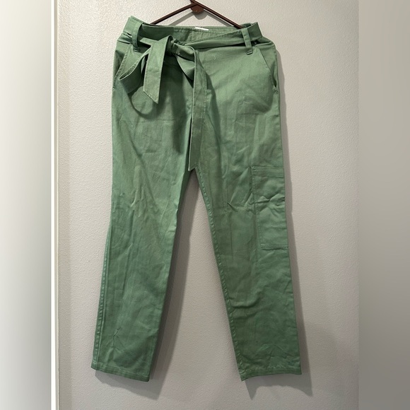 New🔥🔥🔥TIBI Preppy Tie-Waist Cargo Pants, Green, Size 2 - Picture 3 of 9